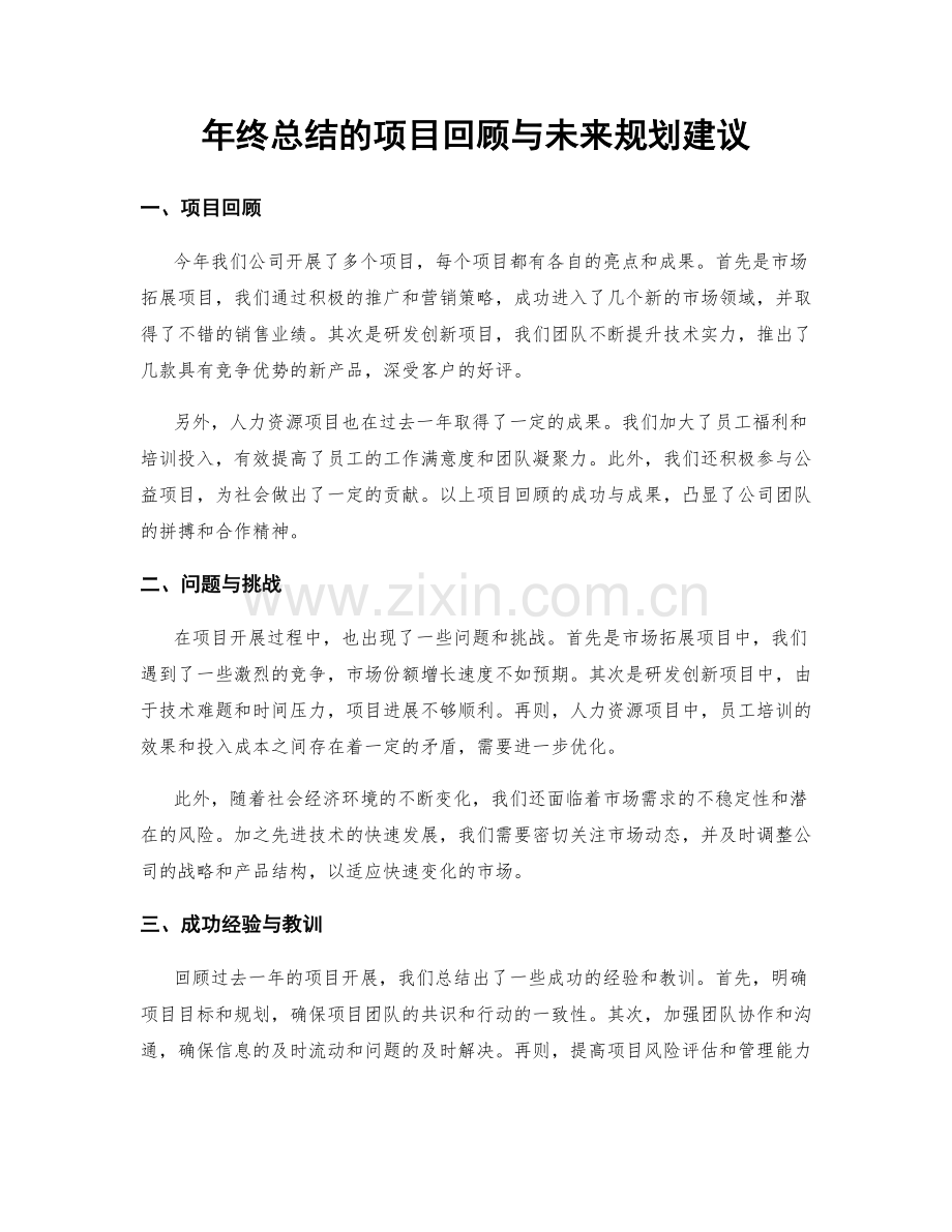 年终总结的项目回顾与未来规划建议.docx_第1页