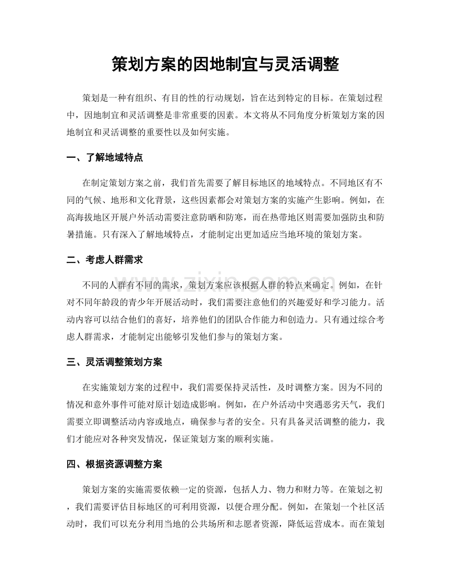 策划方案的因地制宜与灵活调整.docx_第1页