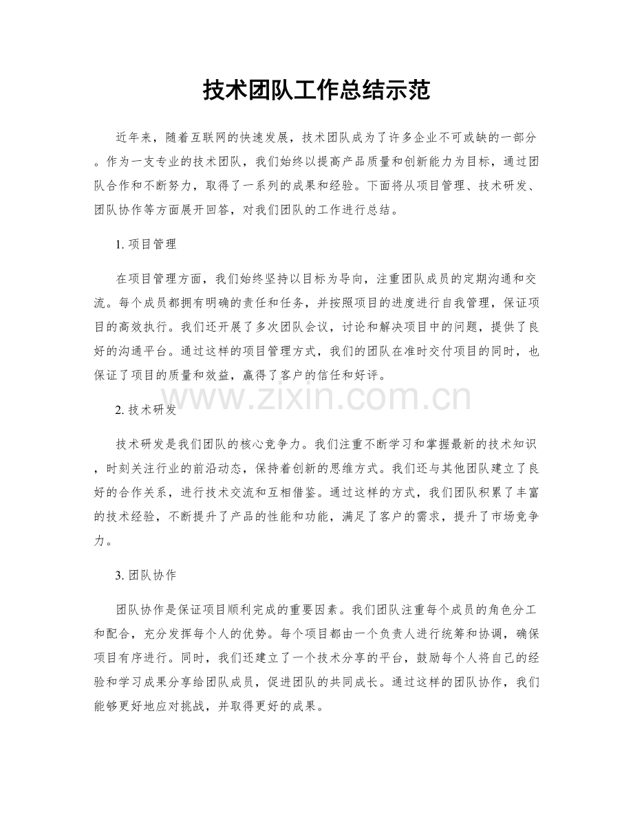 技术团队工作总结示范.docx_第1页