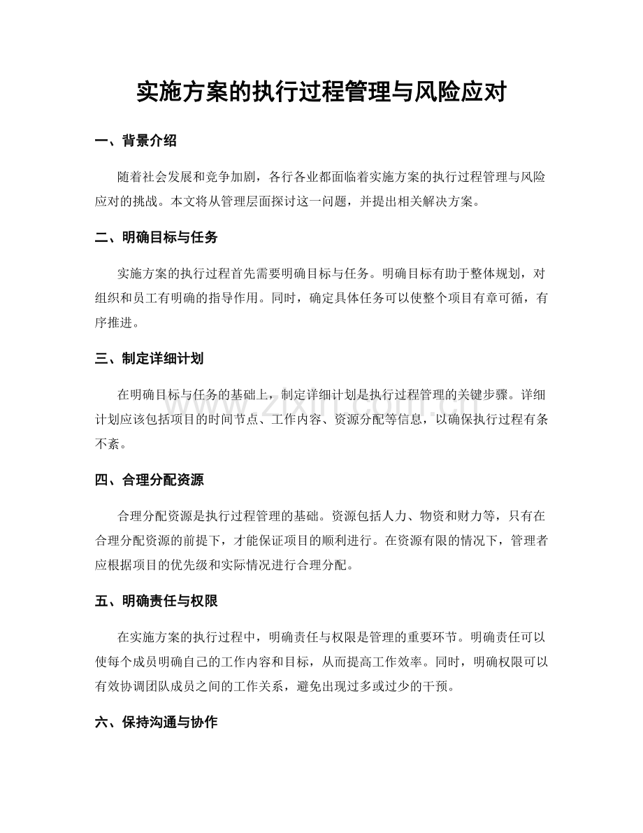 实施方案的执行过程管理与风险应对.docx_第1页