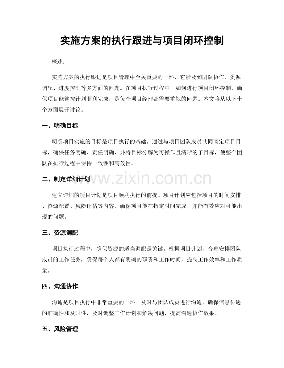 实施方案的执行跟进与项目闭环控制.docx_第1页