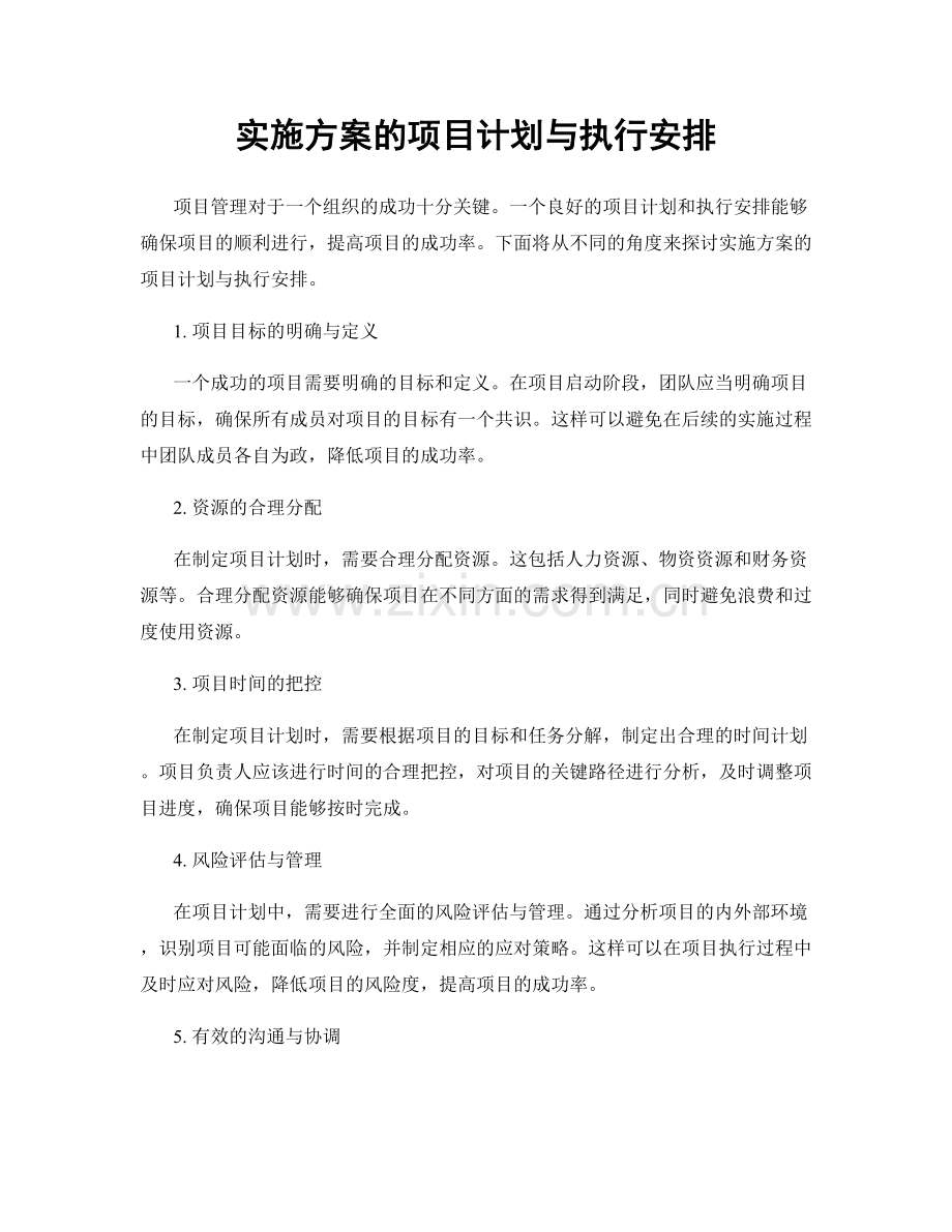 实施方案的项目计划与执行安排.docx_第1页