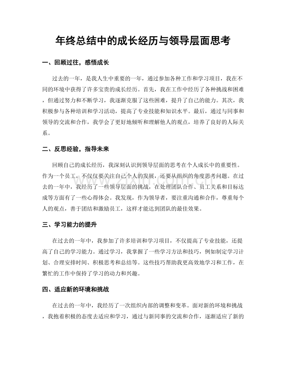 年终总结中的成长经历与领导层面思考.docx_第1页