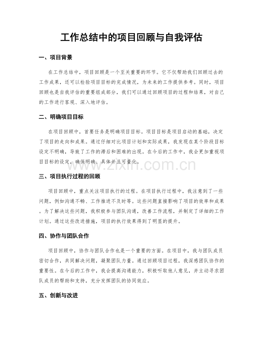工作总结中的项目回顾与自我评估.docx_第1页
