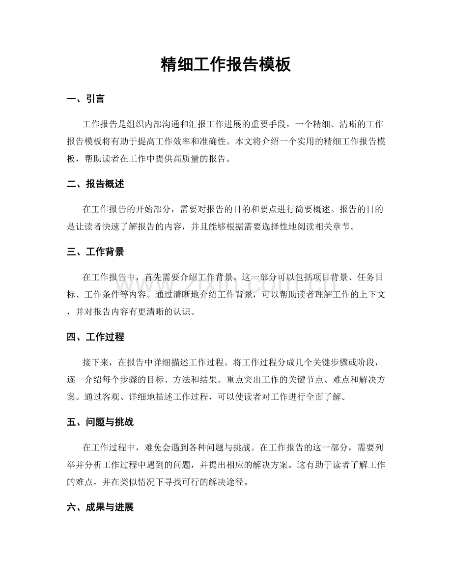 精细工作报告模板.docx_第1页
