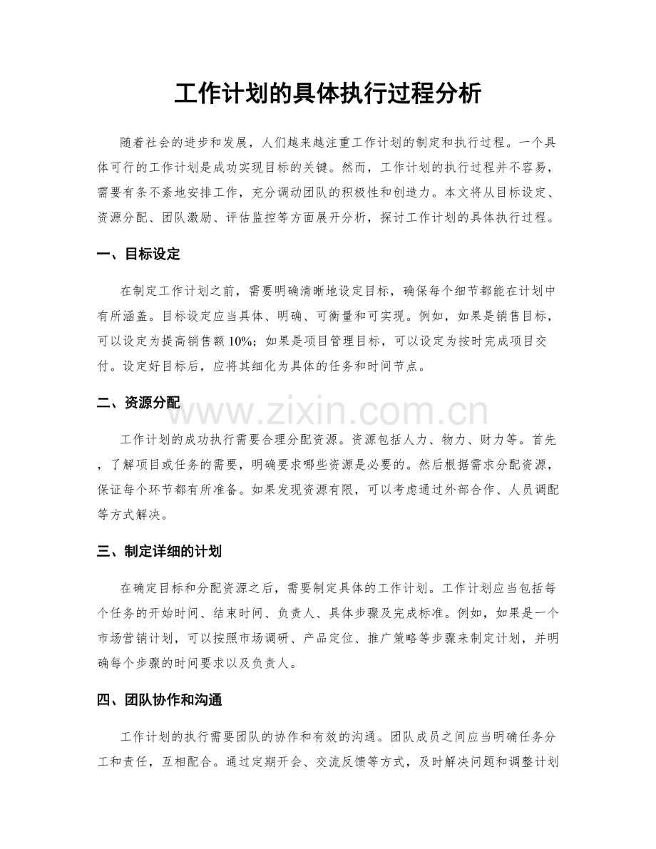 工作计划的具体执行过程分析.docx_第1页