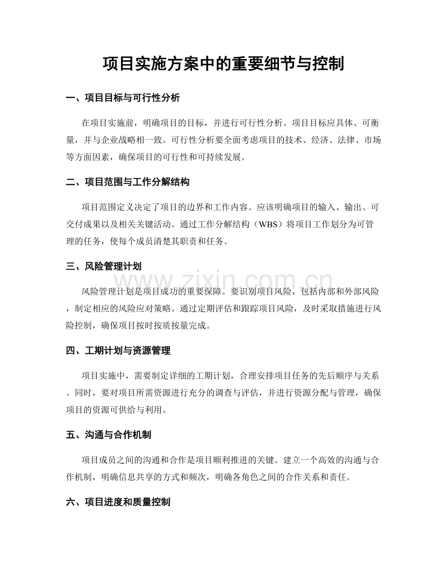 项目实施方案中的重要细节与控制.docx_第1页