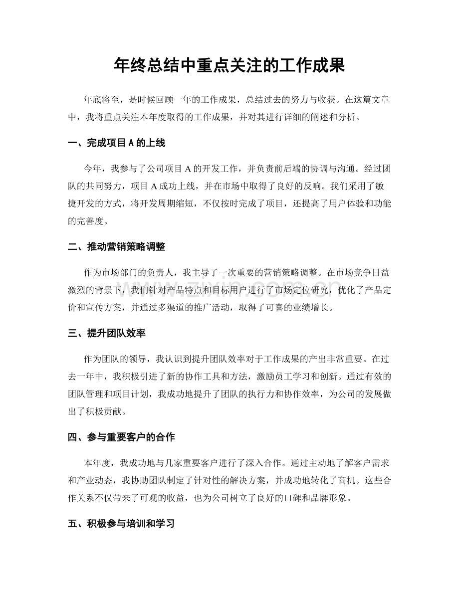 年终总结中重点关注的工作成果.docx_第1页