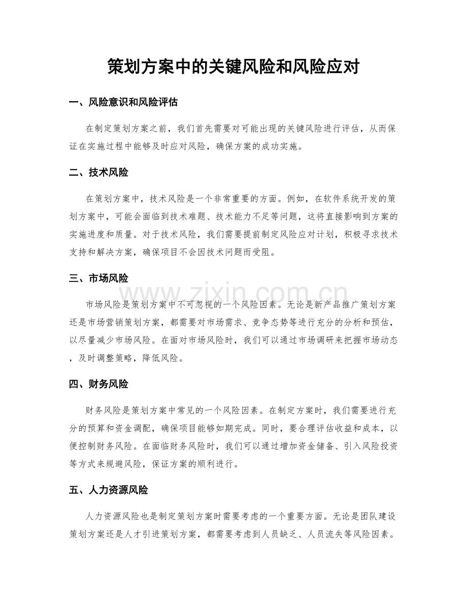 策划方案中的关键风险和风险应对.docx_第1页
