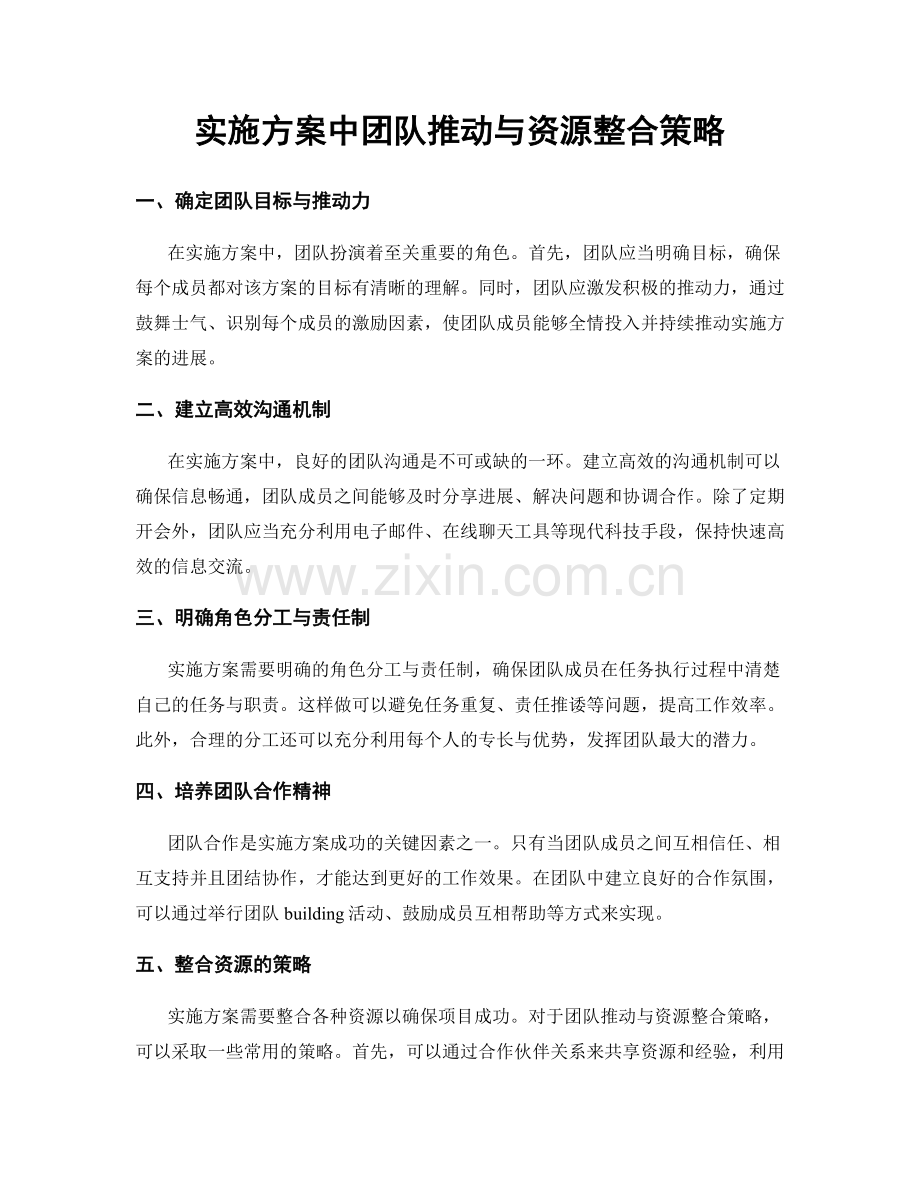实施方案中团队推动与资源整合策略.docx_第1页