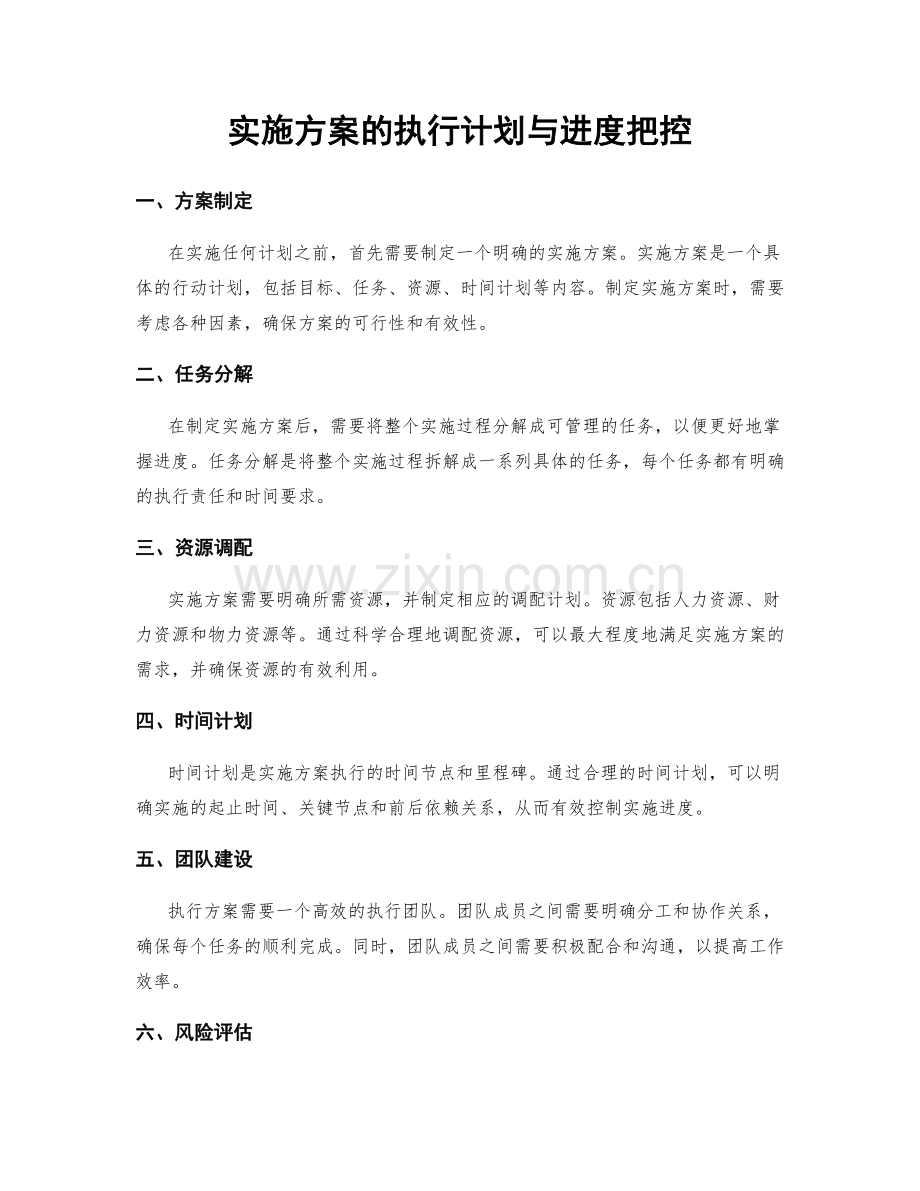 实施方案的执行计划与进度把控.docx_第1页