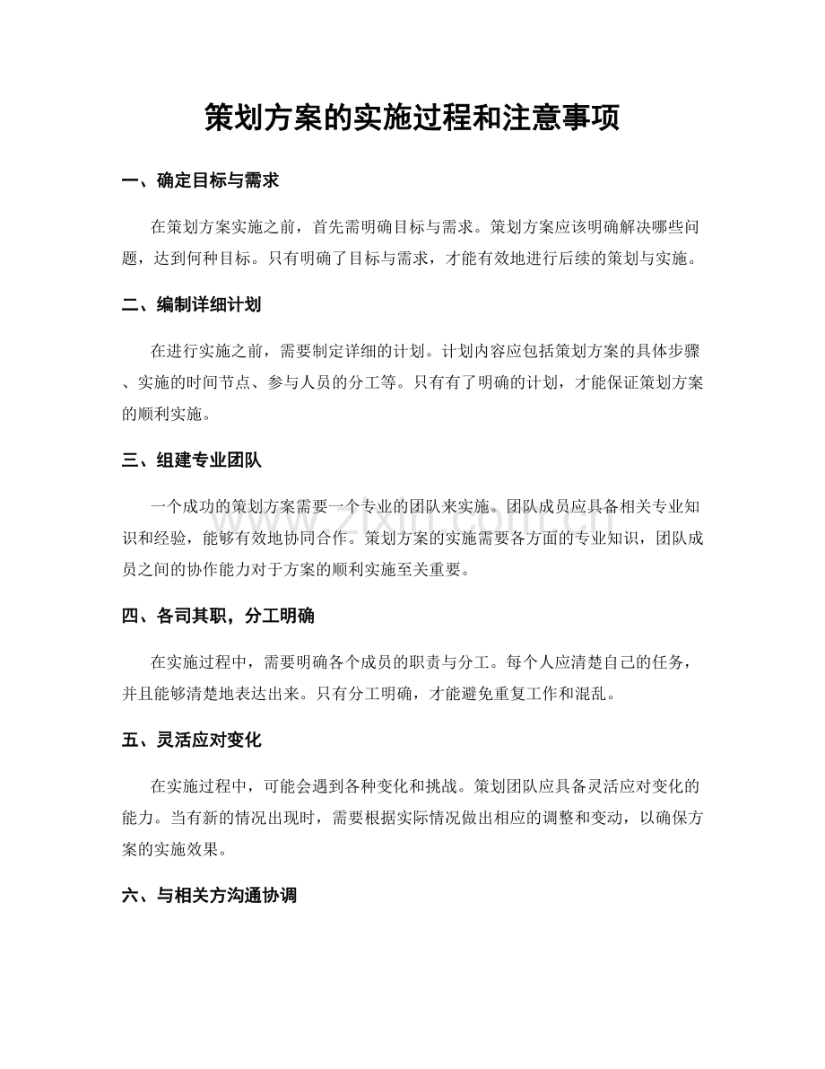策划方案的实施过程和注意事项.docx_第1页