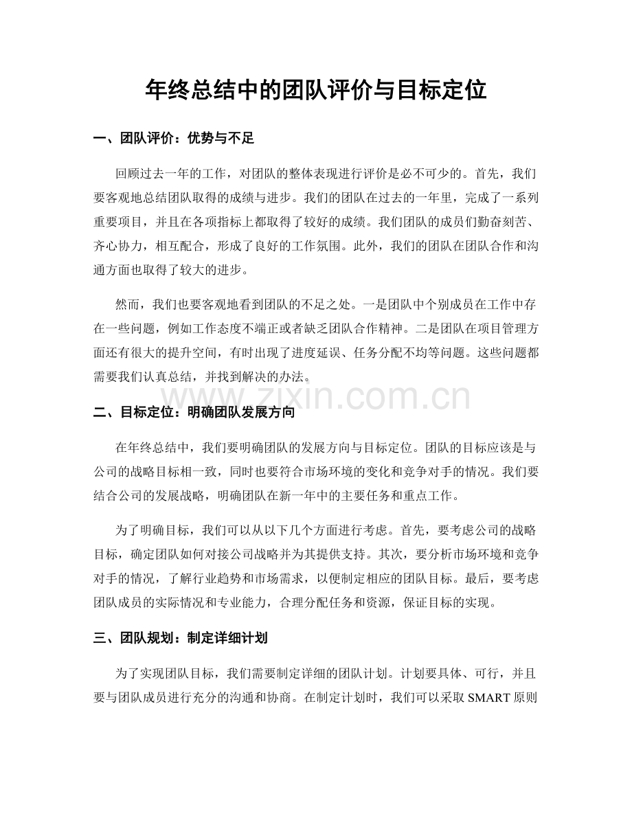 年终总结中的团队评价与目标定位.docx_第1页