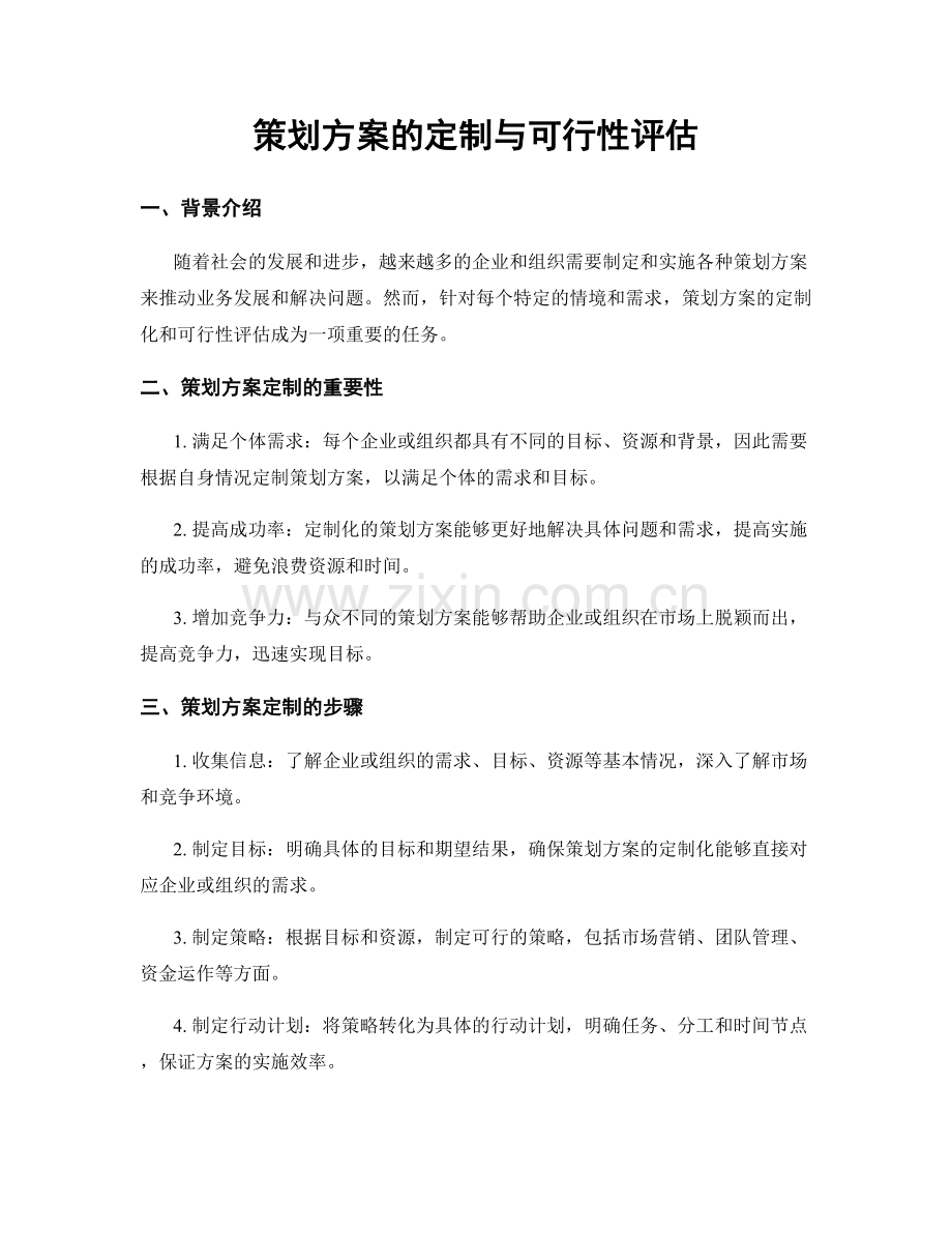 策划方案的定制与可行性评估.docx_第1页