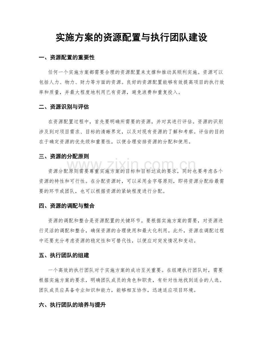 实施方案的资源配置与执行团队建设.docx_第1页