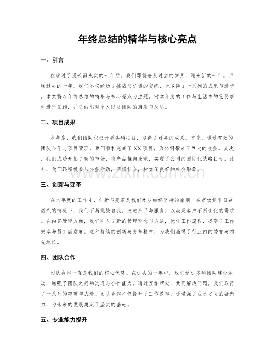 年终总结的精华与核心亮点.docx_第1页