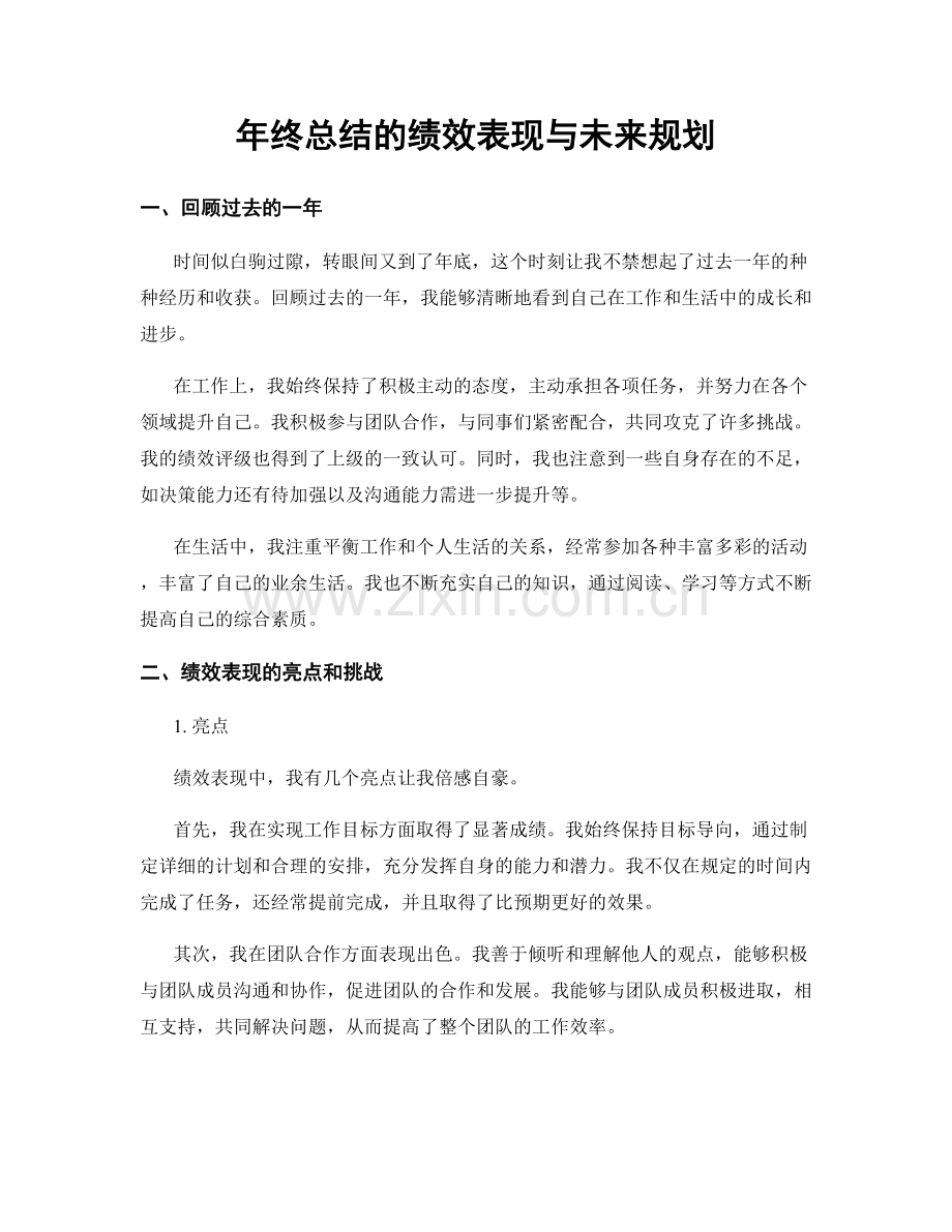 年终总结的绩效表现与未来规划.docx_第1页