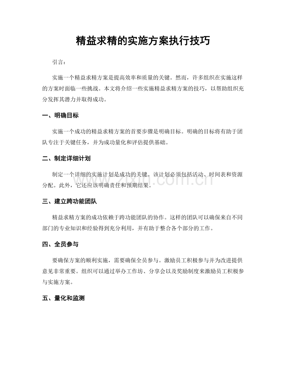 精益求精的实施方案执行技巧.docx_第1页