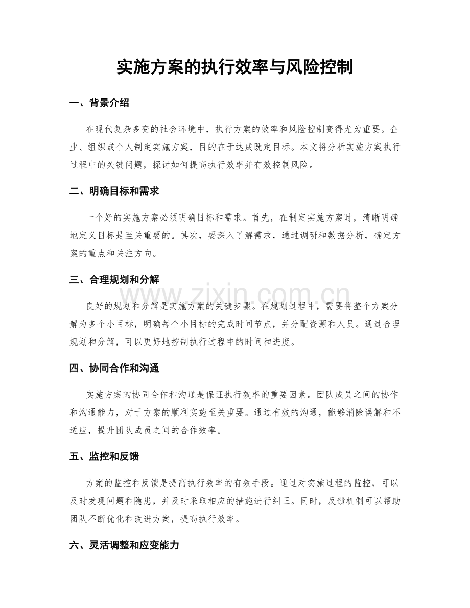 实施方案的执行效率与风险控制.docx_第1页