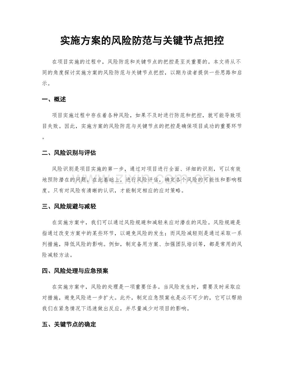 实施方案的风险防范与关键节点把控.docx_第1页