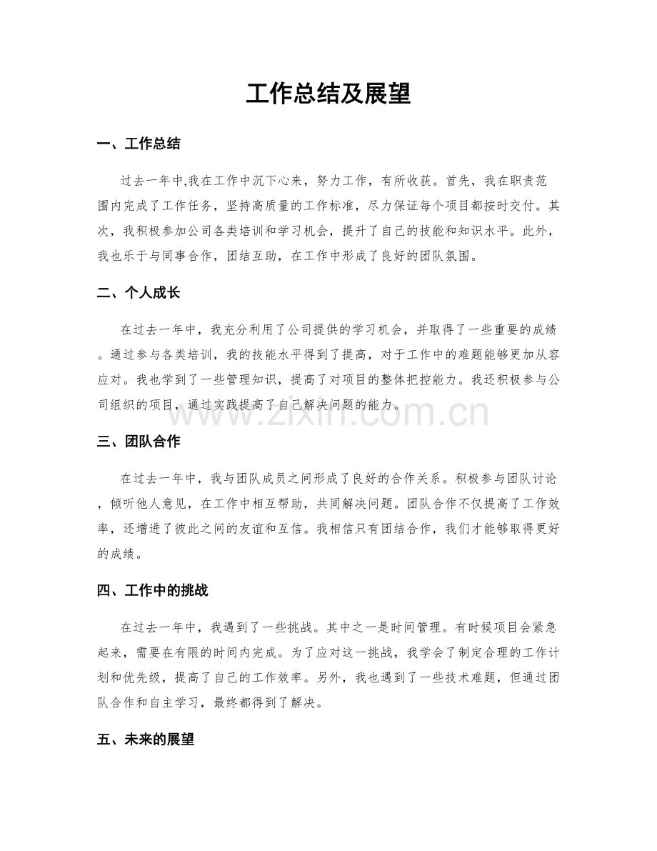 工作总结及展望.docx_第1页