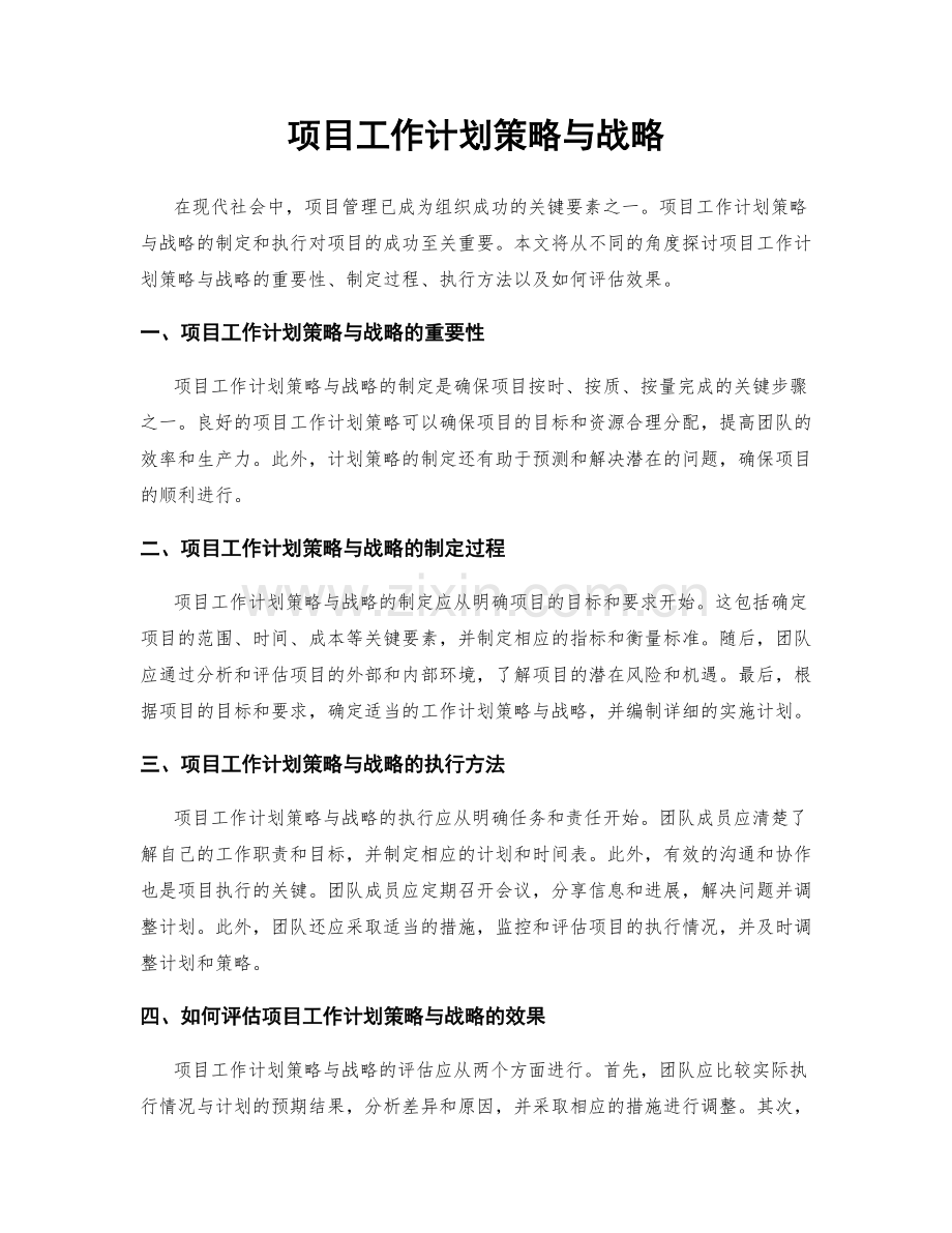 项目工作计划策略与战略.docx_第1页