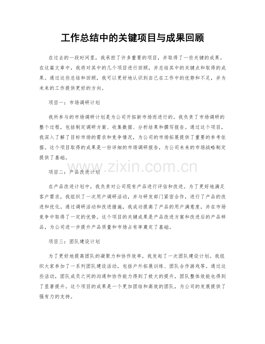 工作总结中的关键项目与成果回顾.docx_第1页