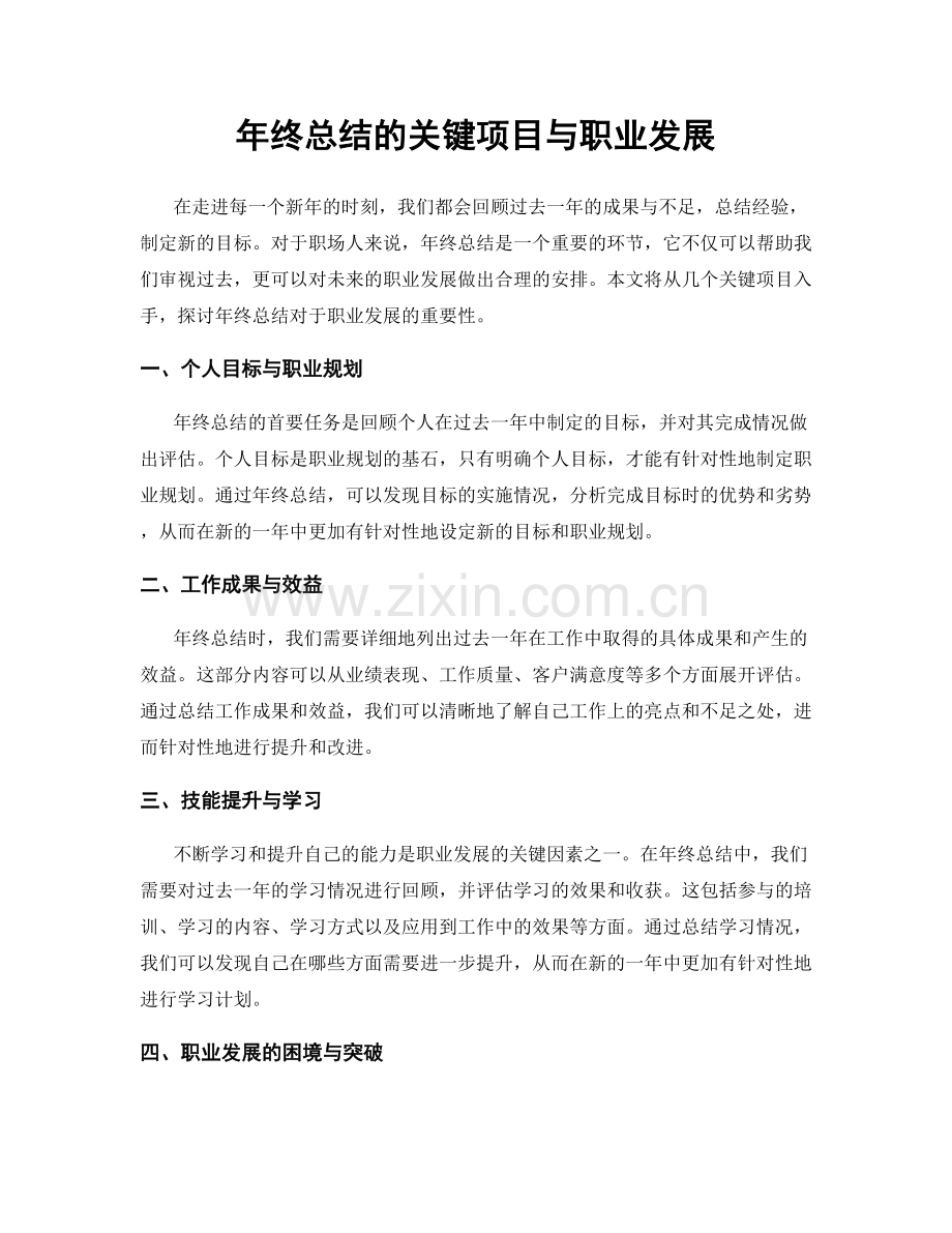 年终总结的关键项目与职业发展.docx_第1页