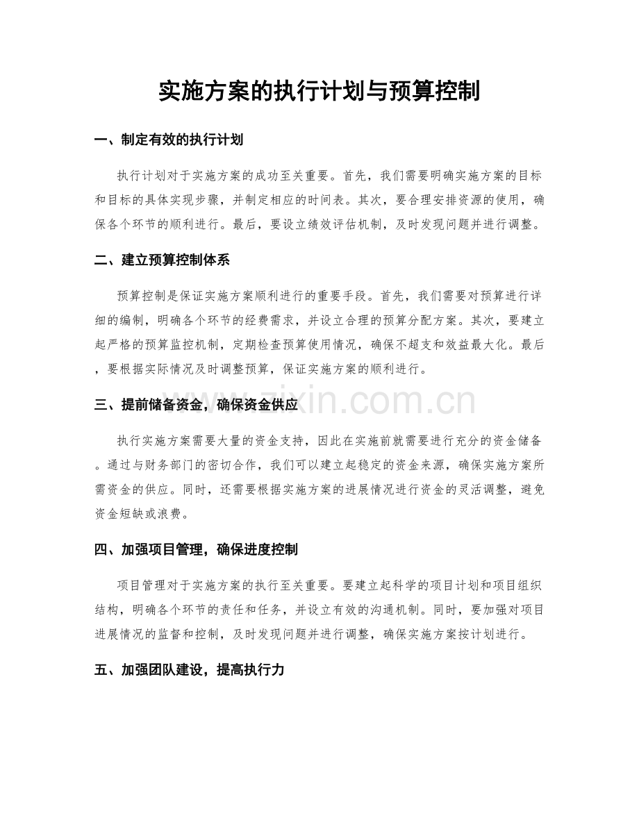 实施方案的执行计划与预算控制.docx_第1页
