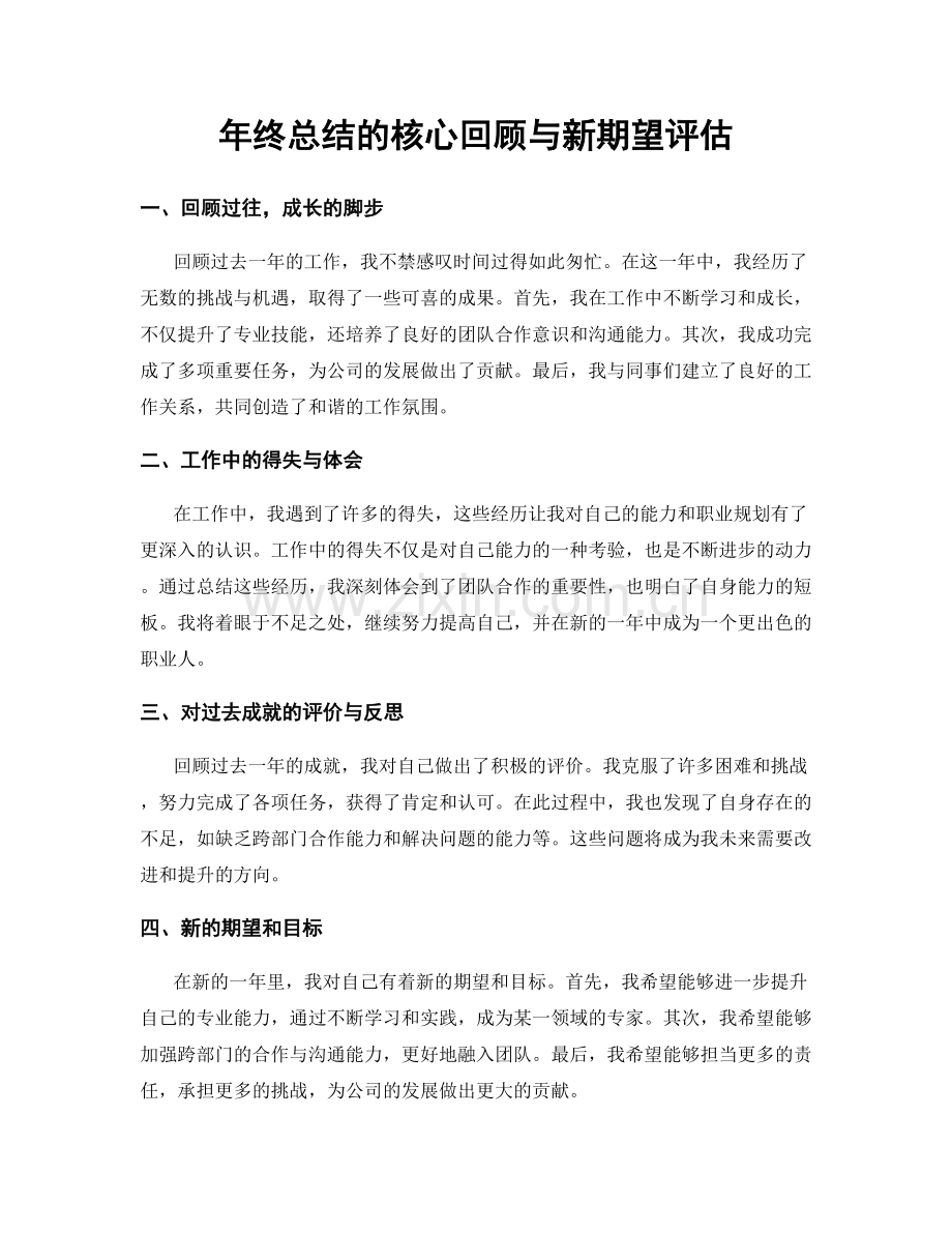 年终总结的核心回顾与新期望评估.docx_第1页