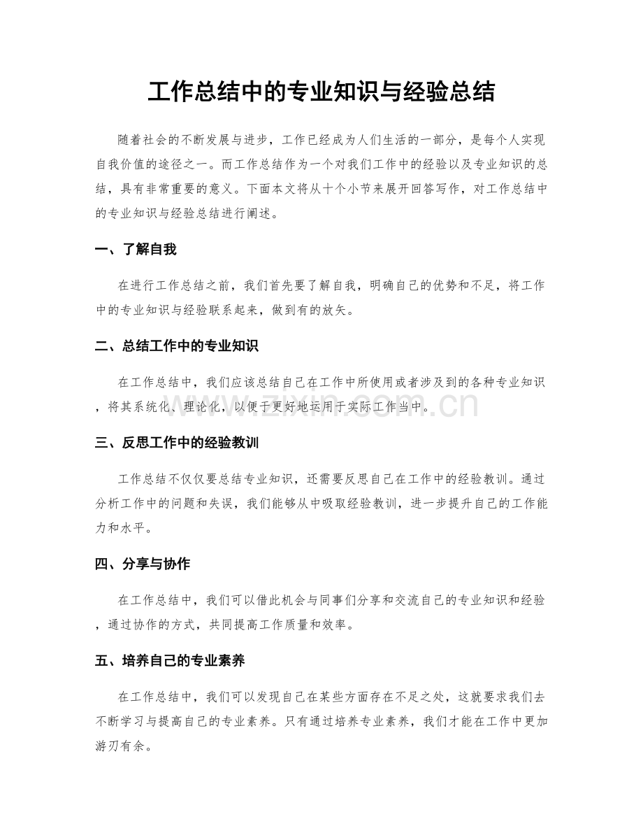 工作总结中的专业知识与经验总结.docx_第1页