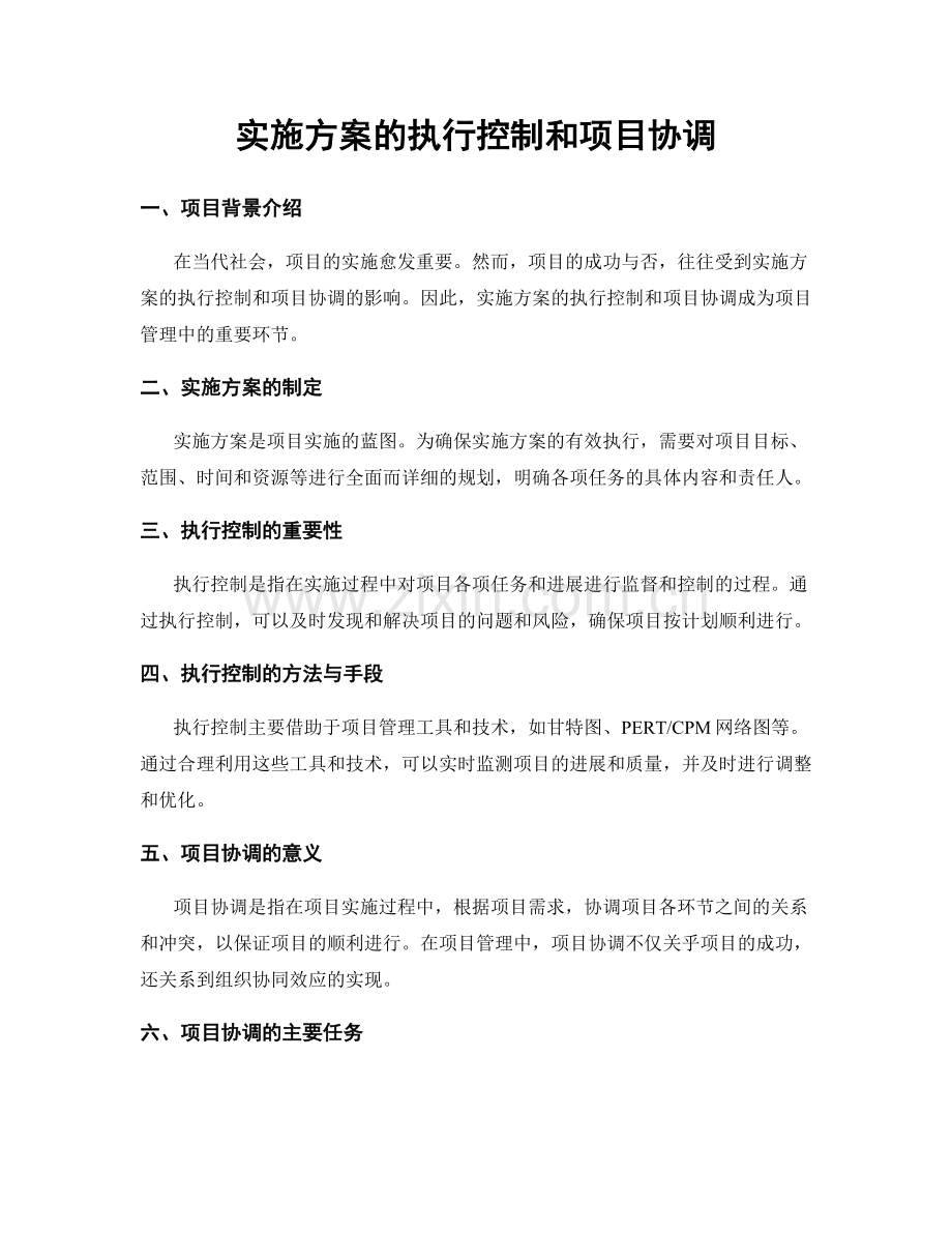 实施方案的执行控制和项目协调.docx_第1页