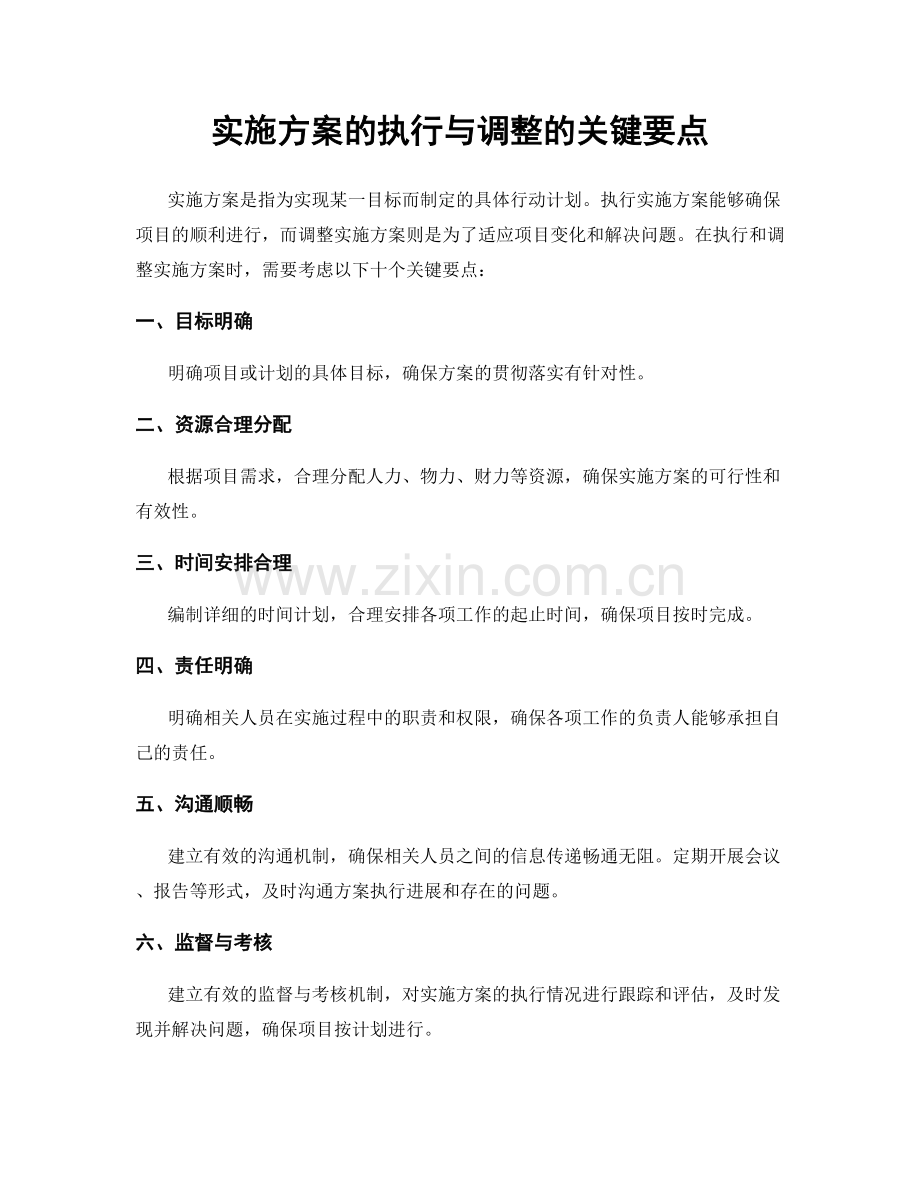 实施方案的执行与调整的关键要点.docx_第1页
