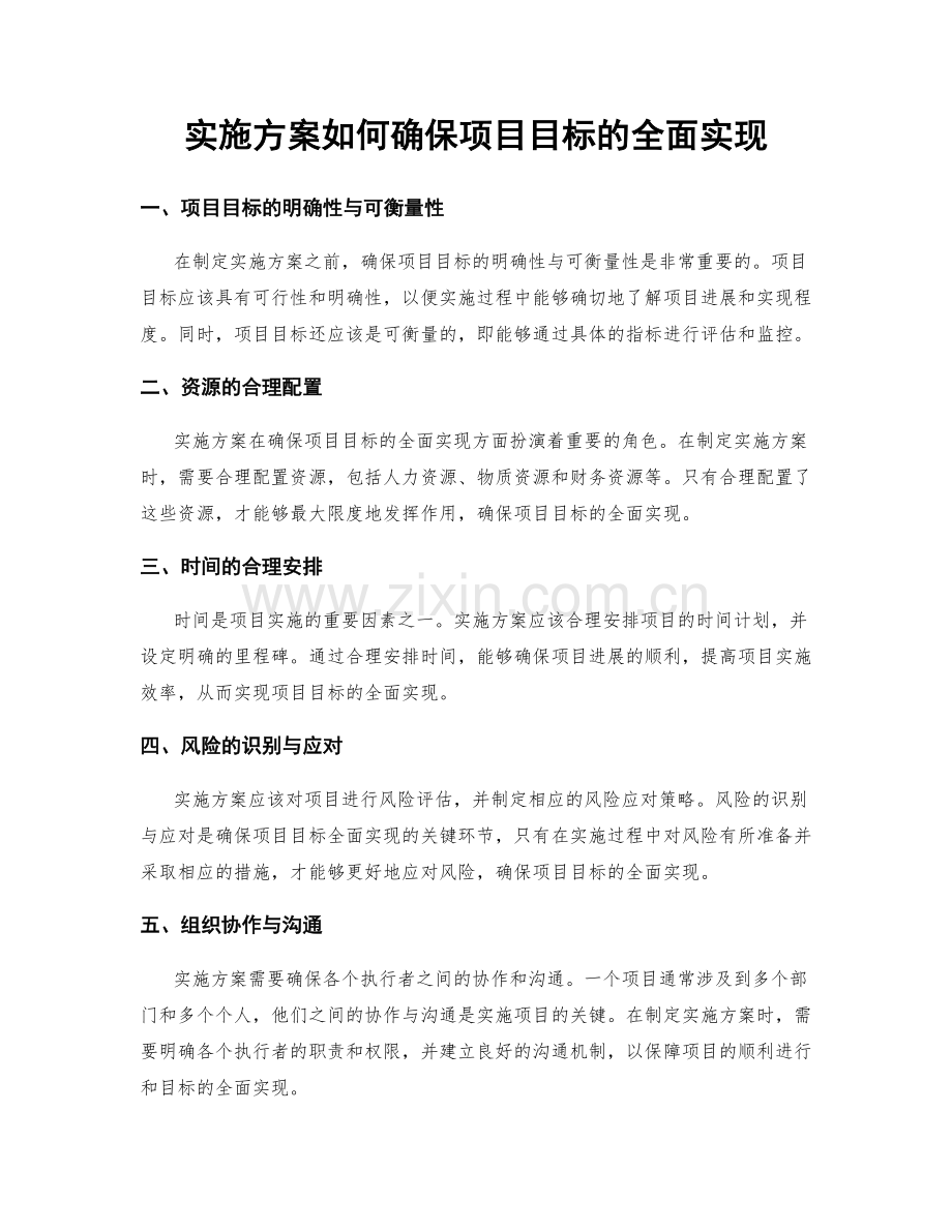 实施方案如何确保项目目标的全面实现.docx_第1页