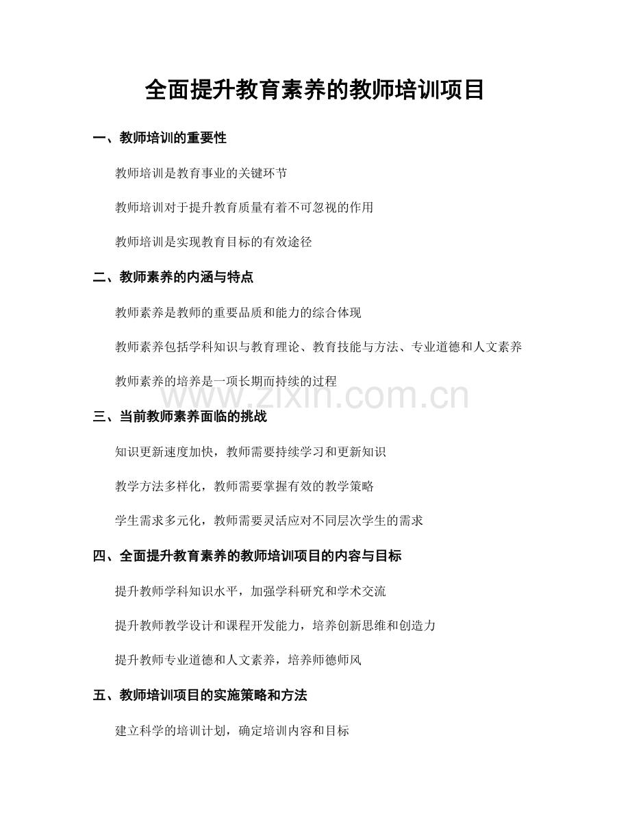 全面提升教育素养的教师培训项目.docx_第1页