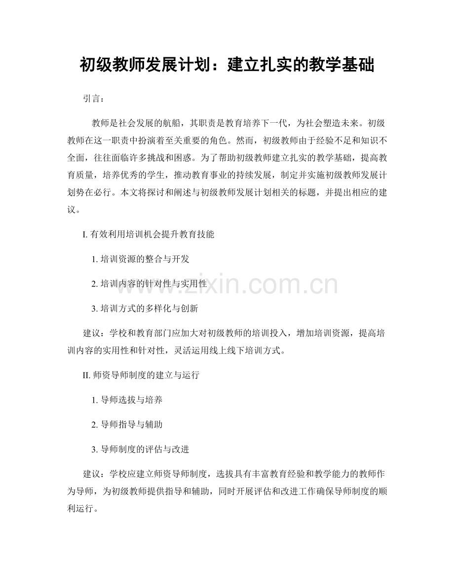 初级教师发展计划：建立扎实的教学基础.docx_第1页