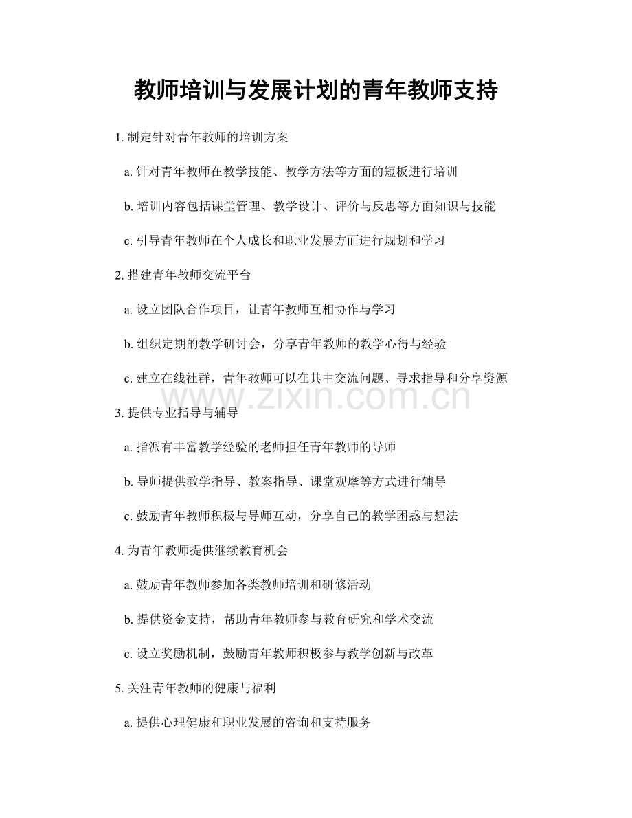 教师培训与发展计划的青年教师支持.docx_第1页