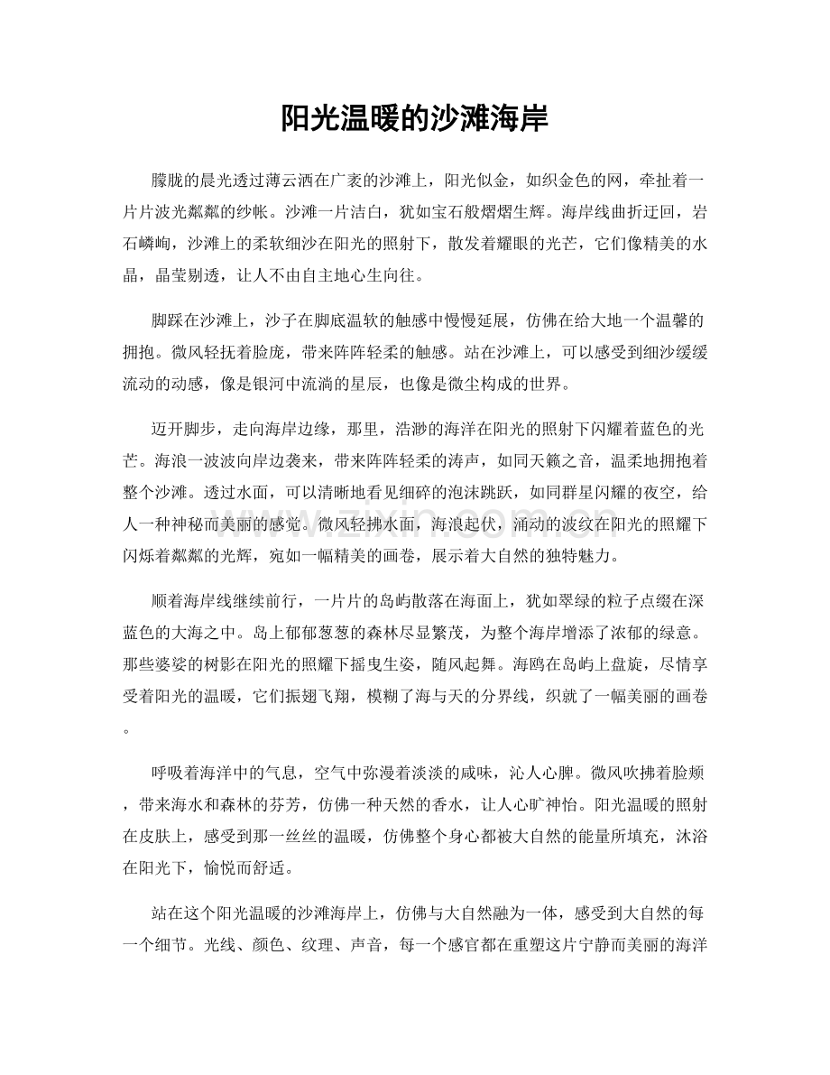 阳光温暖的沙滩海岸.docx_第1页