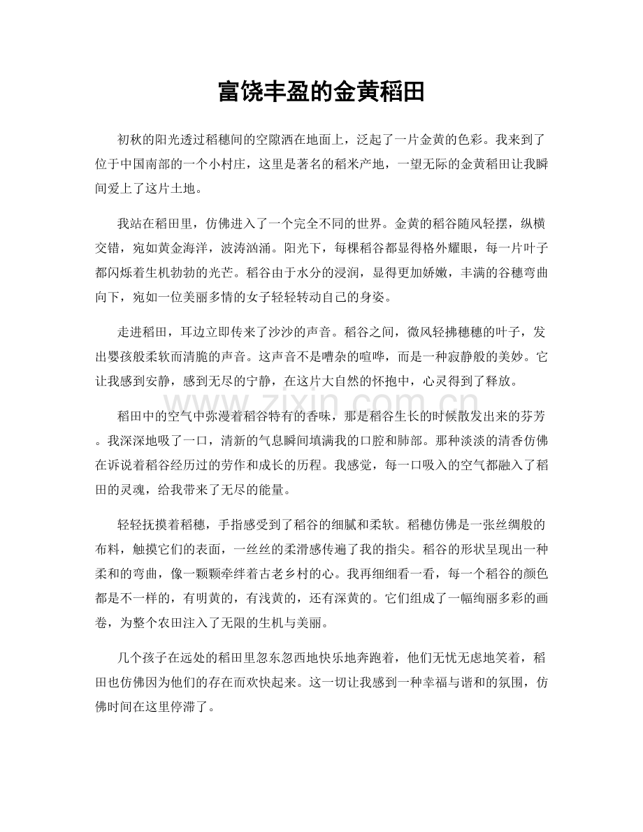 富饶丰盈的金黄稻田.docx_第1页