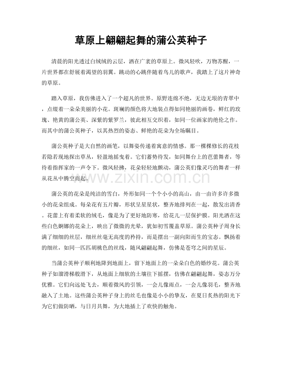 草原上翩翩起舞的蒲公英种子.docx_第1页