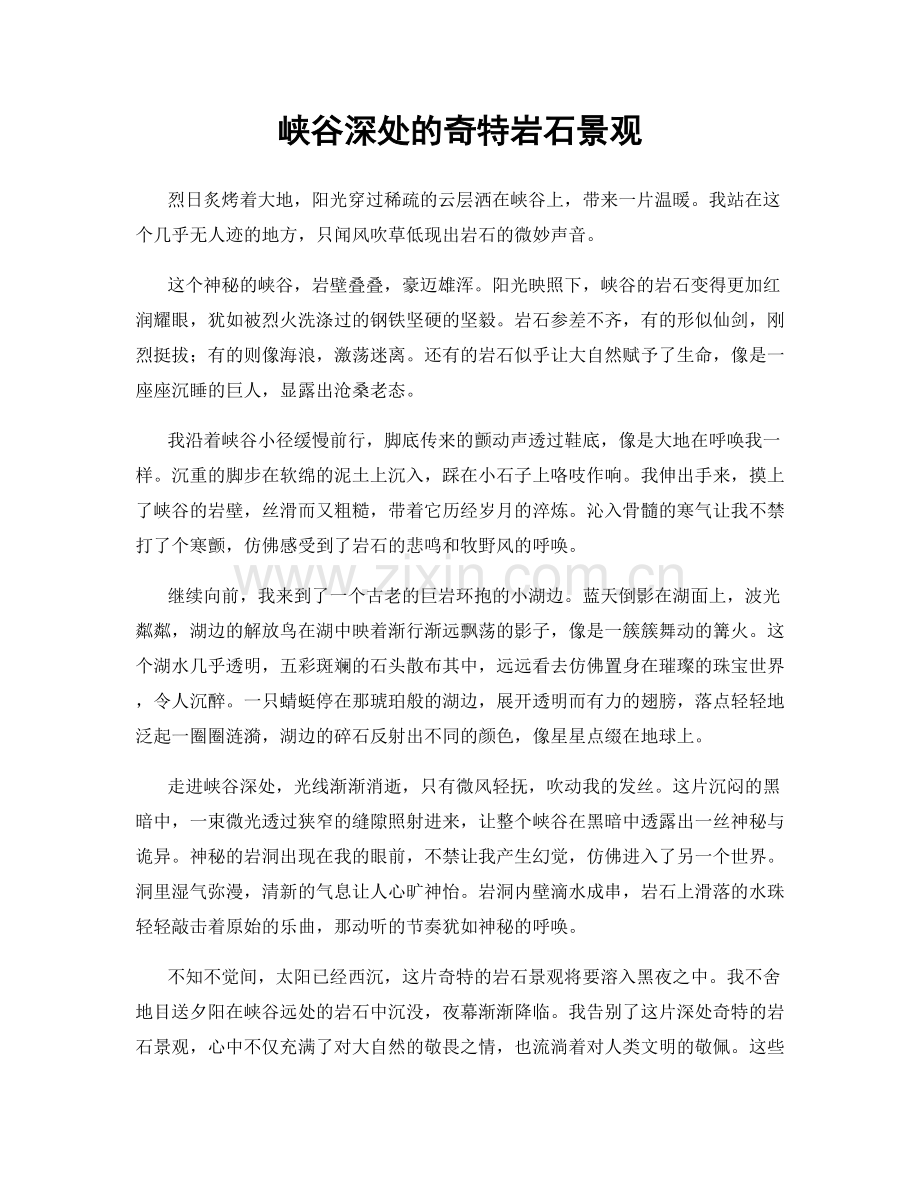 峡谷深处的奇特岩石景观.docx_第1页