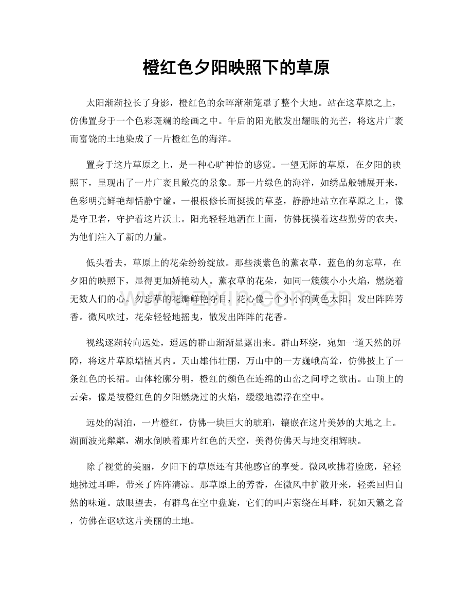 橙红色夕阳映照下的草原.docx_第1页