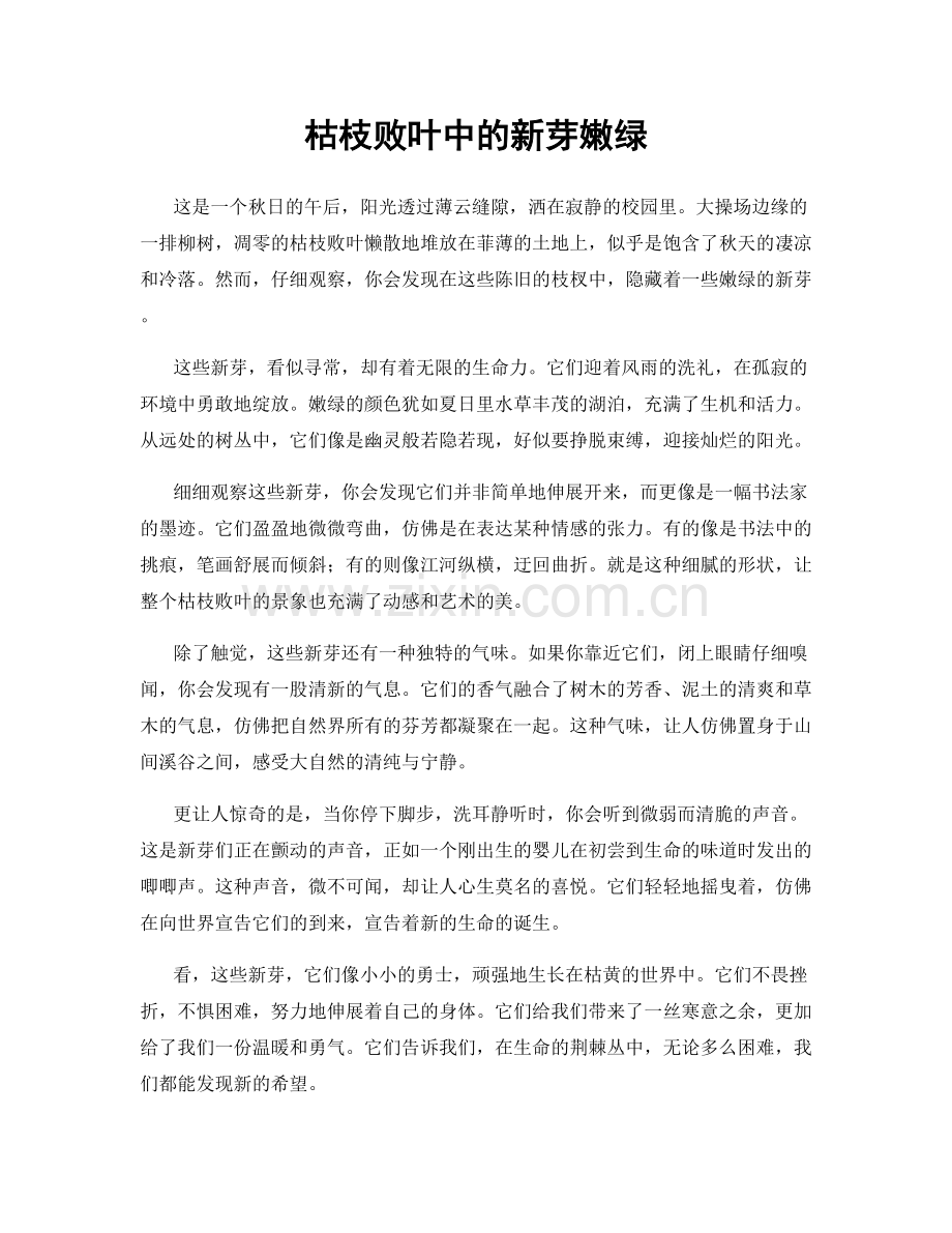 枯枝败叶中的新芽嫩绿.docx_第1页