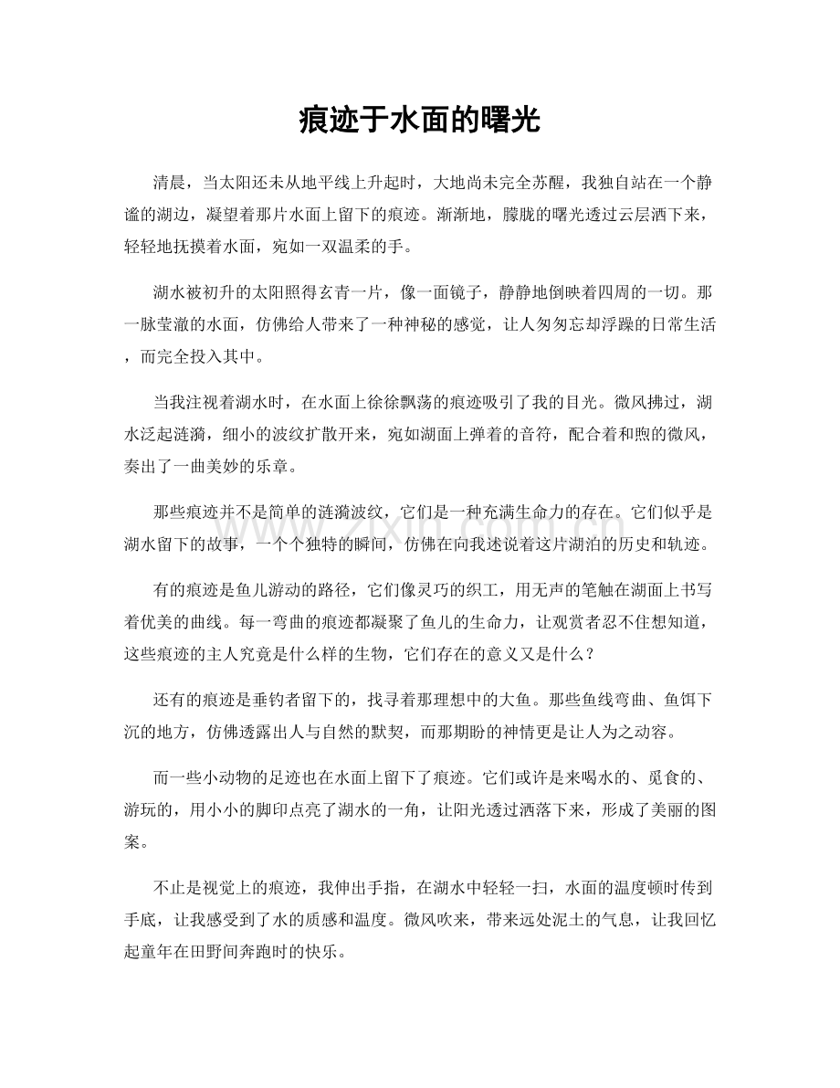 痕迹于水面的曙光.docx_第1页