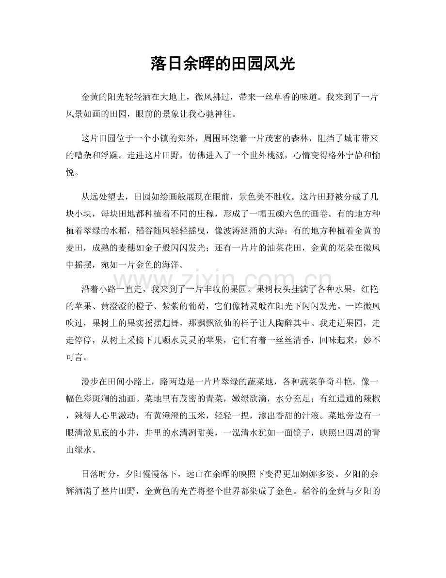 落日余晖的田园风光.docx_第1页