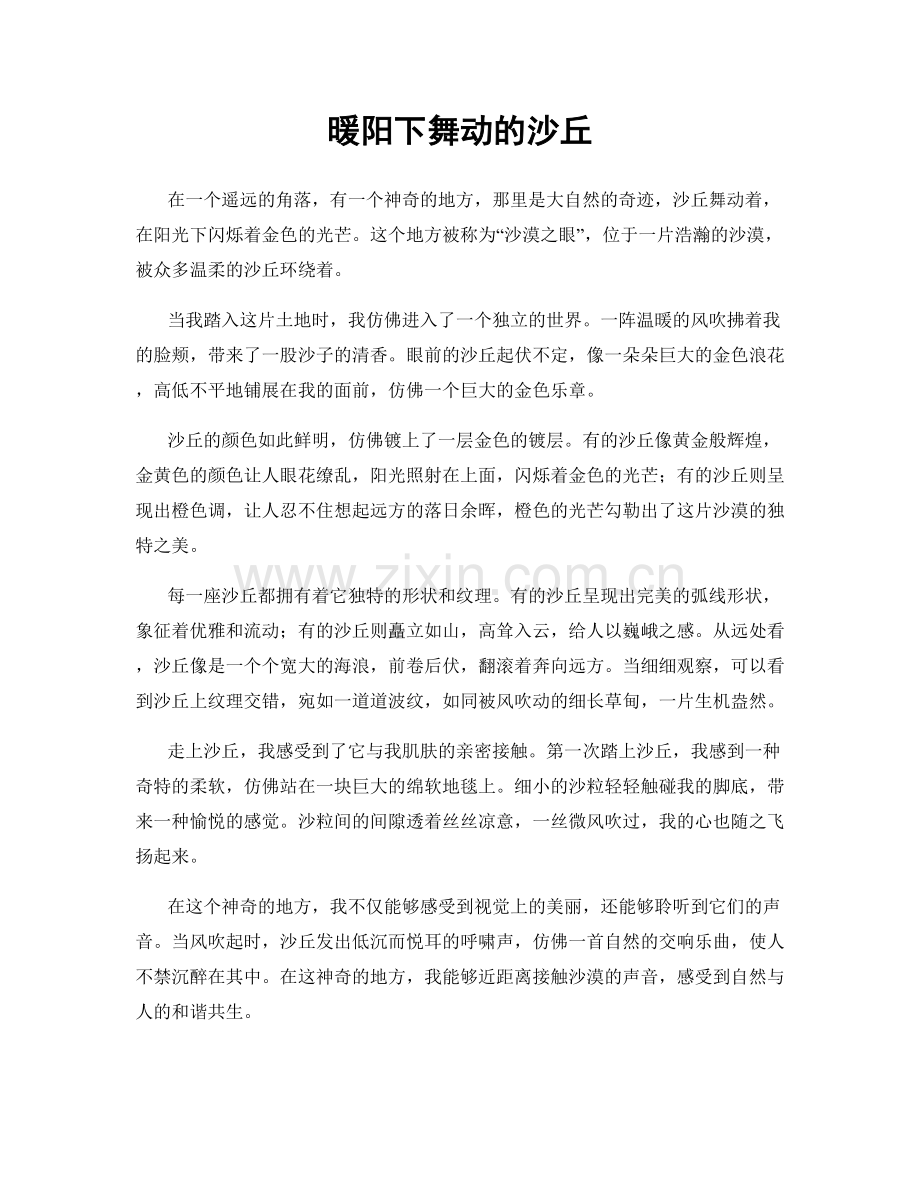 暖阳下舞动的沙丘.docx_第1页