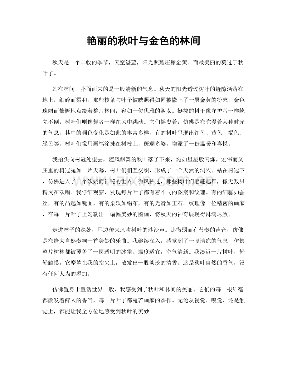 艳丽的秋叶与金色的林间.docx_第1页