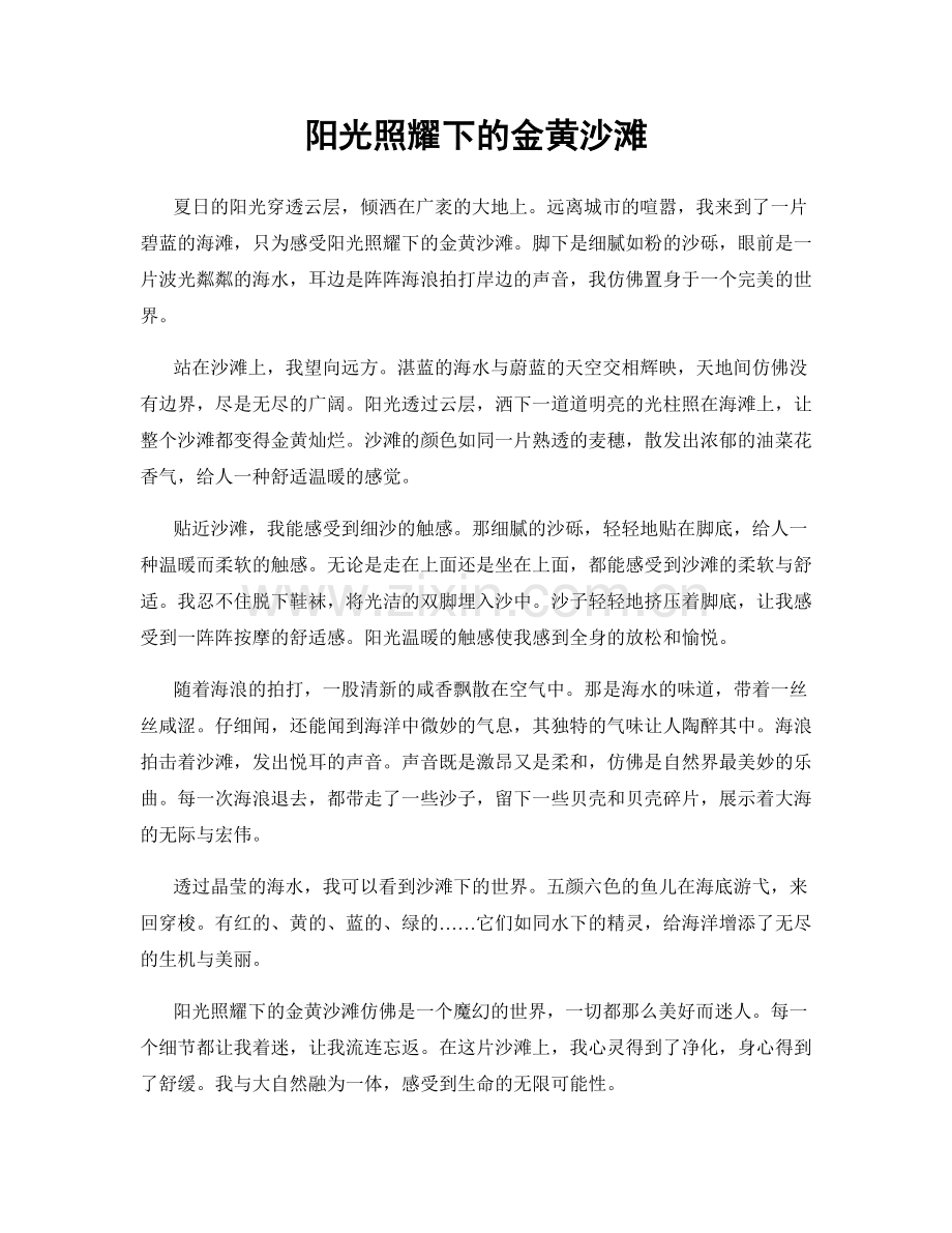 阳光照耀下的金黄沙滩.docx_第1页