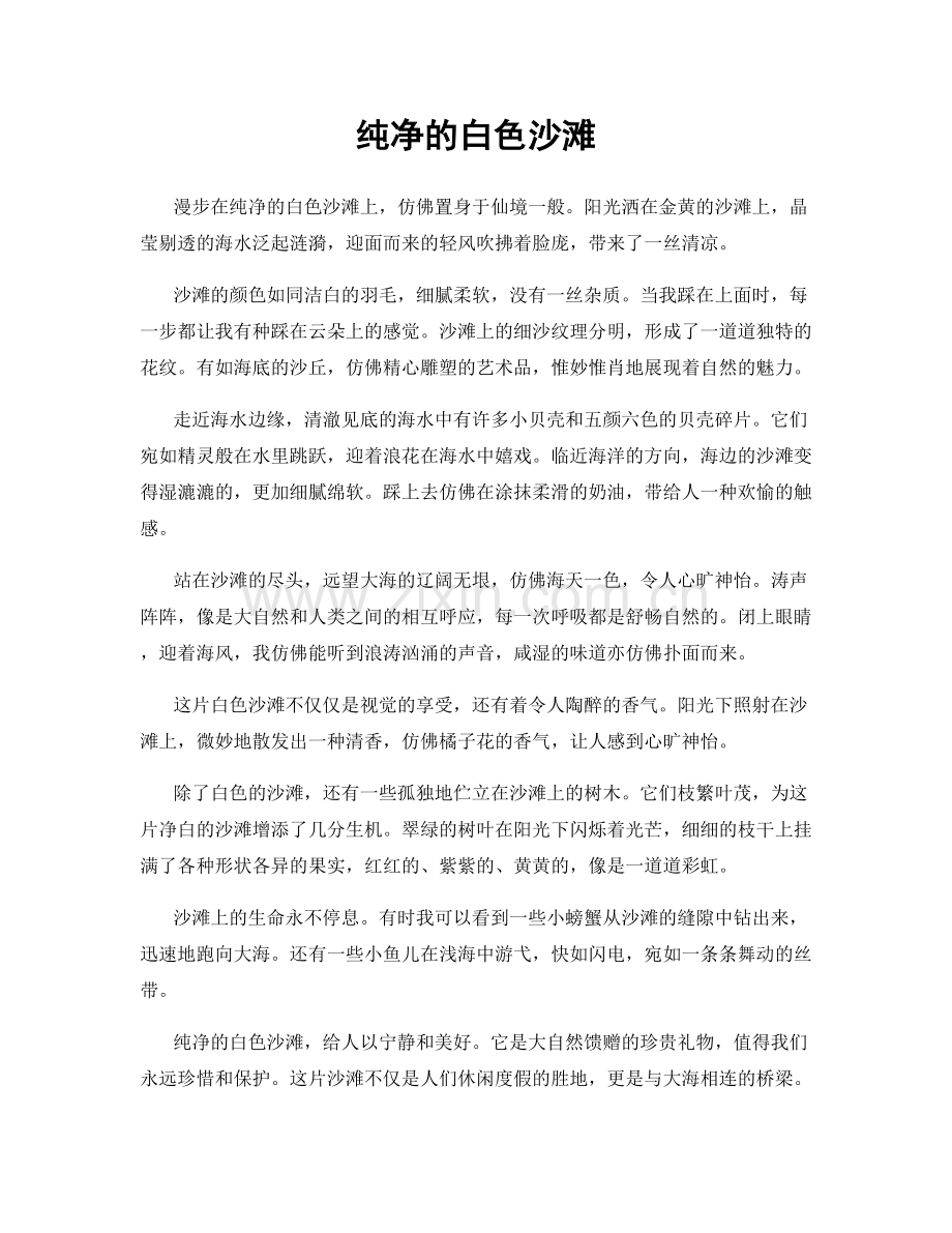 纯净的白色沙滩.docx_第1页
