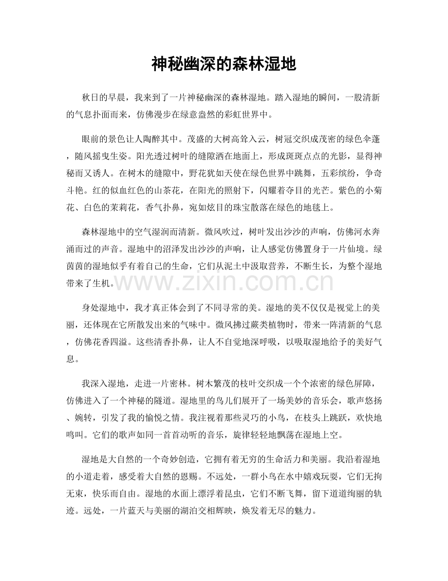 神秘幽深的森林湿地.docx_第1页